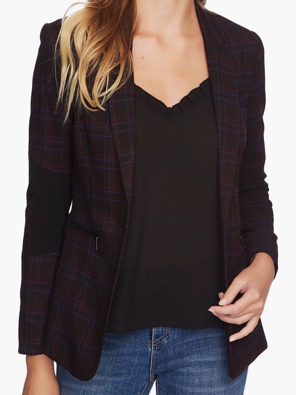 1. State Glen Plaid 1-button Blazer with Blue & Mahogany Windowpane